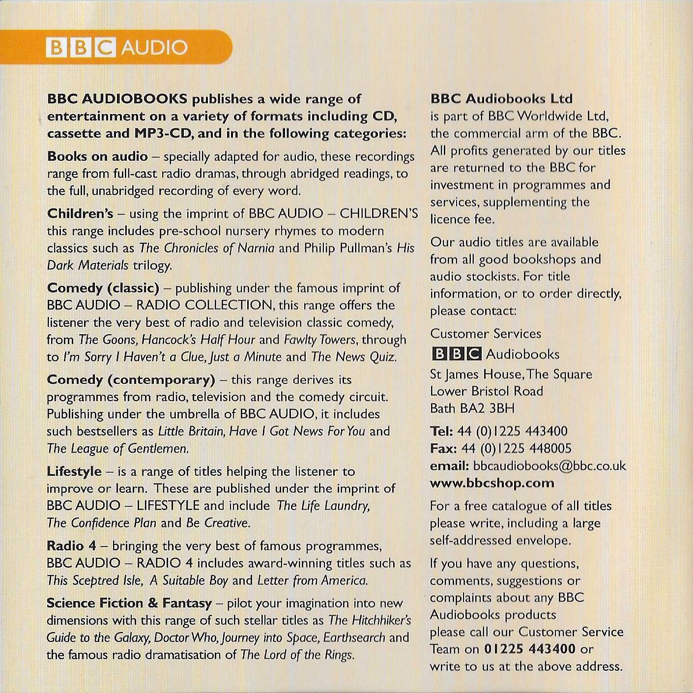 Middle of cover of ISBN 0-563-52327-1